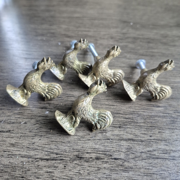 Other - Rooster Cabinet Knobs Set Of 5 Rustic Metal Farmhouse Drawer Pulls/Handles